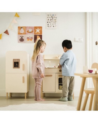 Jouet frigo 14 éléments en panneau de particules beige
