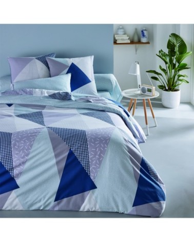 Housse de couette en lyocell bleu et gris 260x240