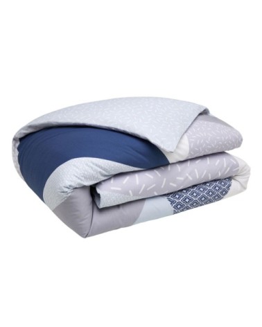 Housse de couette en lyocell bleu et gris 260x240