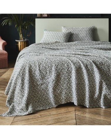 Coussin en coton tissé bleu et vert 40x60