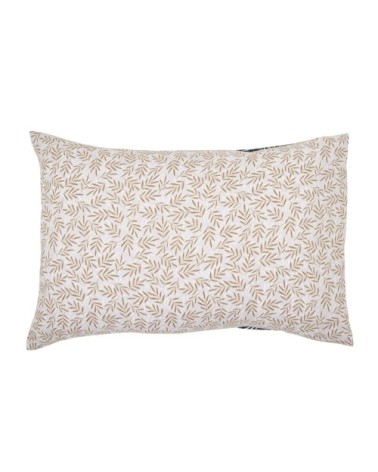 Taie d'oreiller en lyocell bleu et beige 50x70