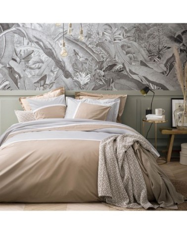 Taie d'oreiller en percale de coton beige 50x70