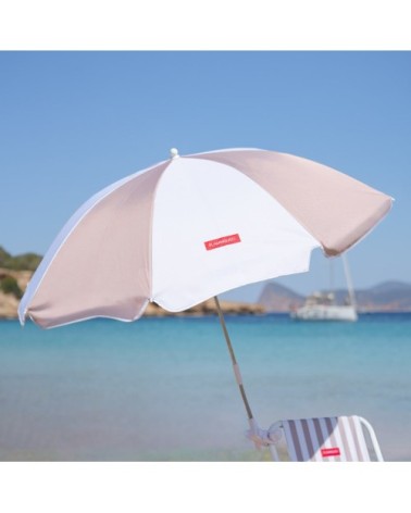 Parasol chaise plage UPF50+ fixation pince beige