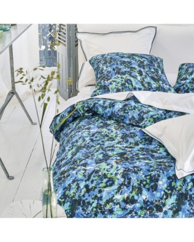 Housse de couette en percale de coton bleu 200x200