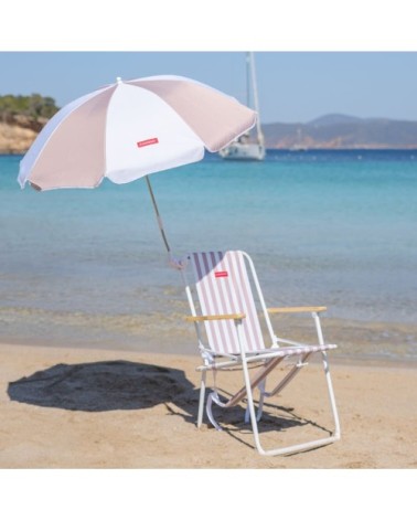 Parasol chaise plage UPF50+ fixation pince beige