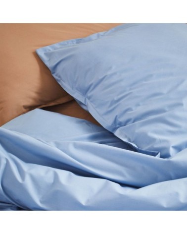 Drap housse en percale de coton bleu 80x200