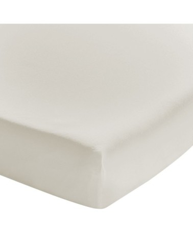 Drap housse en coton lavé beige 140x200