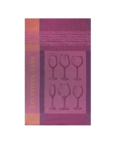 Torchon en jacquard de coton violet 50x75