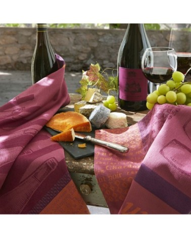 Torchon en jacquard de coton violet 50x75