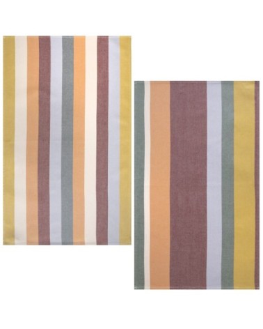 Lot de 2 torchons en jacquard de coton multicolore 50x75