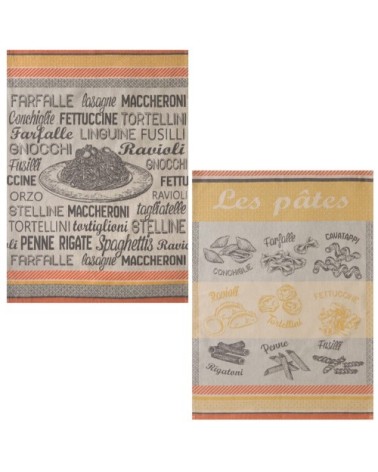 Lot de 2 torchons en jacquard de coton beige 50x75