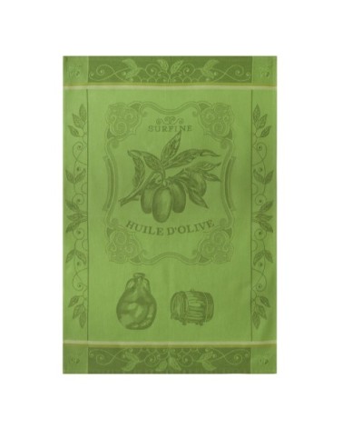 Torchon en jacquard de coton vert 50x75