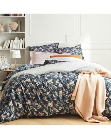 Housse de couette en percale de coton bleu 200x200