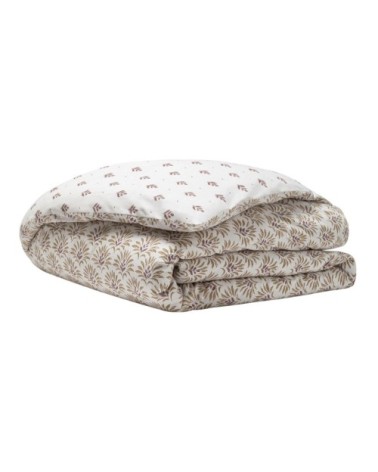 Housse de couette en percale de coton rose et beige 260x240
