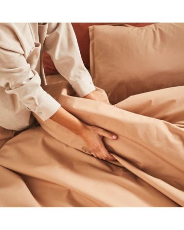 Housse de couette en percale de coton beige 200x200