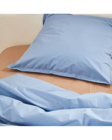 Housse de couette en percale de coton bleu 140x200