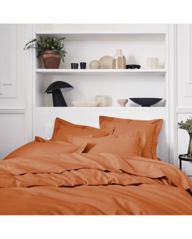 Housse de couette en percale de coton orange 200x200