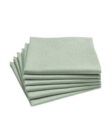 Lot de 6 serviettes en coton traite Teflon vert sauge 45x45