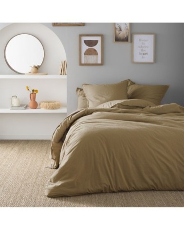 Housse de couette en coton lavé ocre 200x200