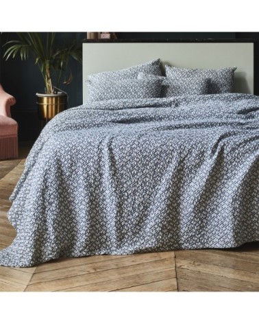Couvre lit en coton tissé bleu 260x240