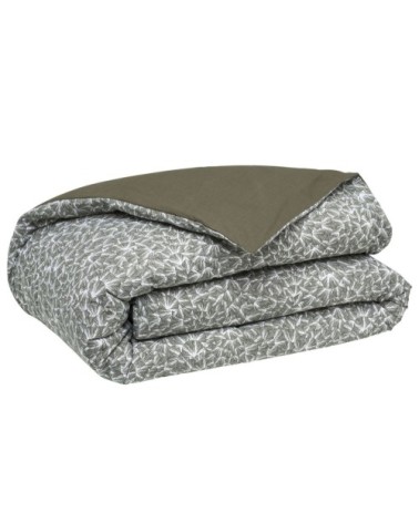 Housse de couette en percale de coton vert kakhi 240x220