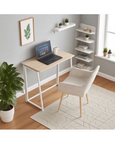 Bureau d'ordinateur pliable, table de bureau 80x40x74cm, chêne