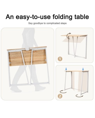 Bureau d'ordinateur pliable, table de bureau 80x40x74cm, chêne