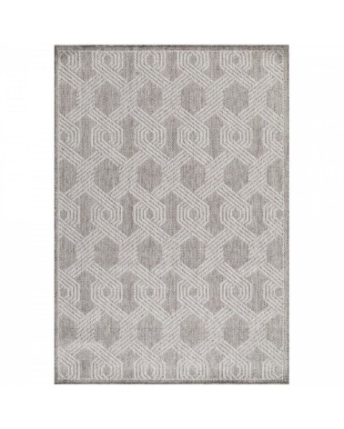 Tapis extérieur tissé plat gris et greige 140x200cm