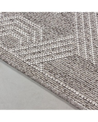 Tapis extérieur tissé plat gris et greige 120x170cm