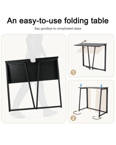 Bureau informatique pliable, table de bureau, poste de travail, noir