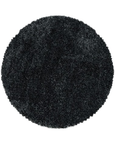 Tapis cosy rond à poils longs noir 80x80cm