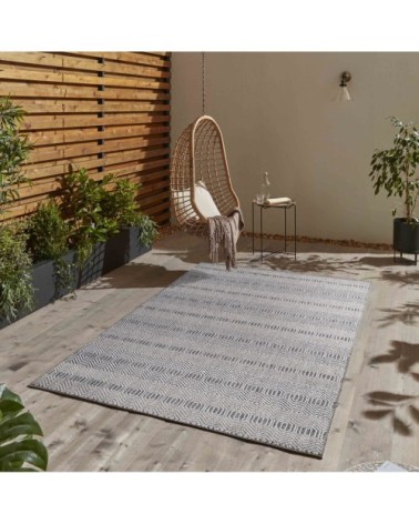 Tapis extérieur tissé plat gris et greige 120x170cm