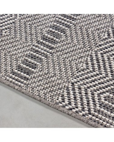 Tapis extérieur tissé plat gris et greige 120x170cm