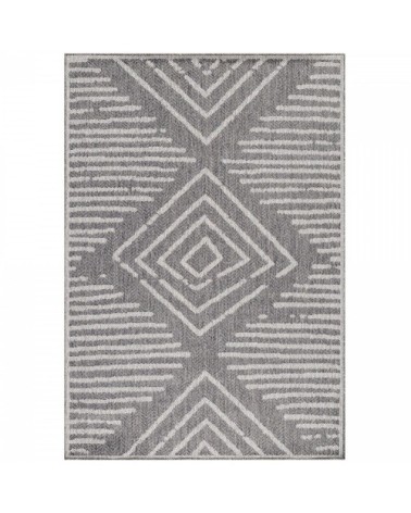 Tapis extérieur tissé plat gris et greige 140x200cm