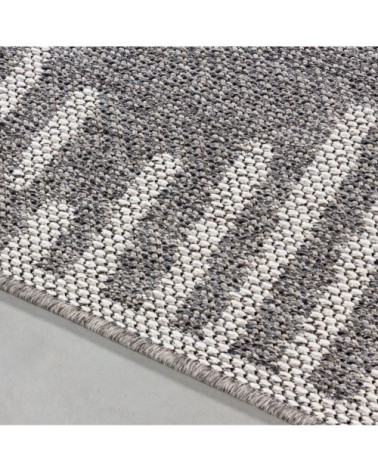 Tapis extérieur tissé plat gris et greige 140x200cm