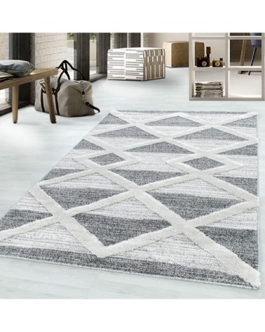 Tapis bohème à relief blanc et gris 160x230cm