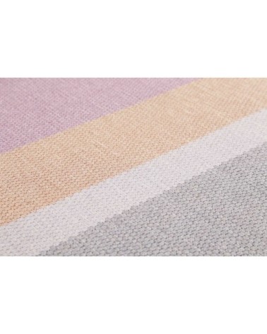 Tapis plat graphique rose et gris coton pour chambre, salon 130x190