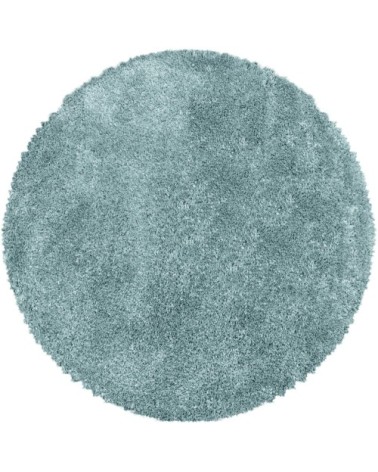 Tapis cosy rond à poils longs bleu turquoise 80x80cm