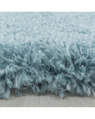 Tapis cosy rond à poils longs bleu turquoise 80x80cm