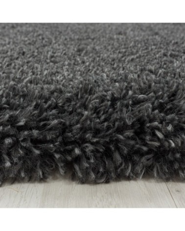 Tapis cosy rond à poils longs anthracite 120x120cm