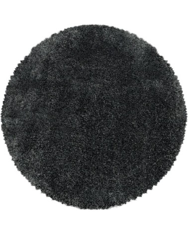 Tapis cosy rond à poils longs anthracite 160x160cm