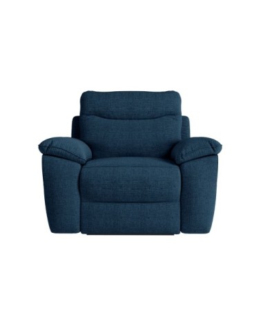 Canapé relax manuel 3 places et fauteuil, tissu texturé - bleu foncé