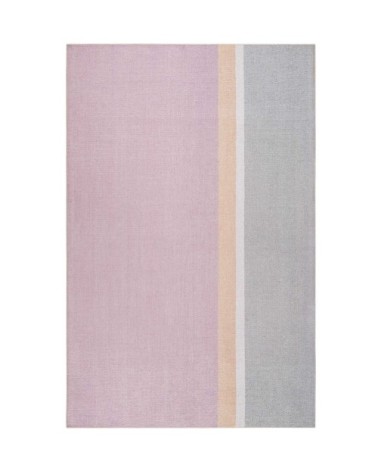 Tapis plat graphique rose et gris coton pour chambre, salon 120x170