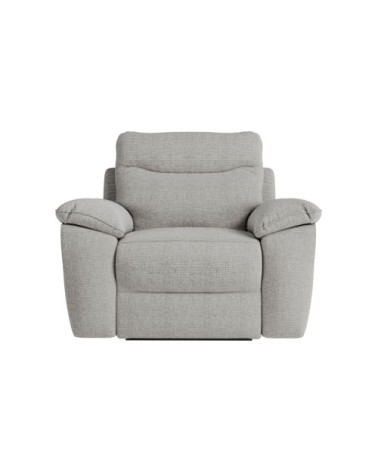 Canapé relax manuel 3 places et fauteuil, tissu texturé - gris clair