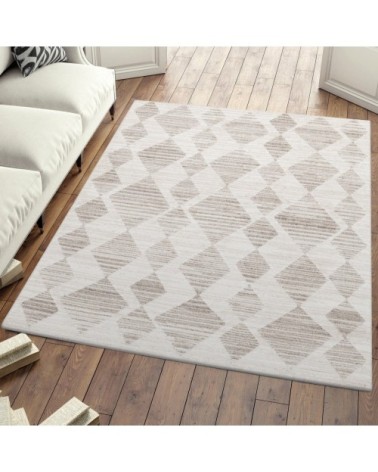 Tapis bohème effet laine beige et crème 120x170cm