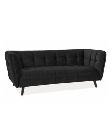 Canapé 3 places design velours de polyester noir