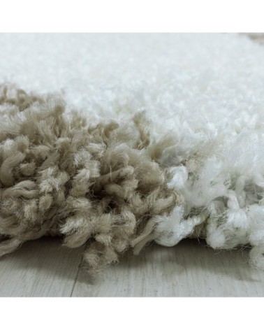 Tapis à poils longs géométrique beige et blanc 280x370cm