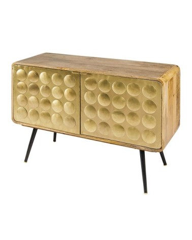 Buffet 2 portes en bois de manguier et acier effet doré, L117 cm
