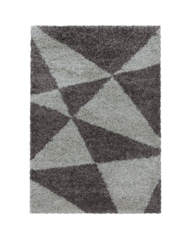 Tapis à poils longs géométrique taupe 280x370cm