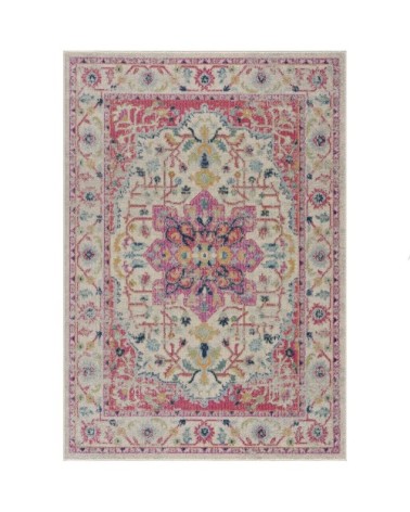Tapis d'inspiration designer rose multicolore 80x150cm